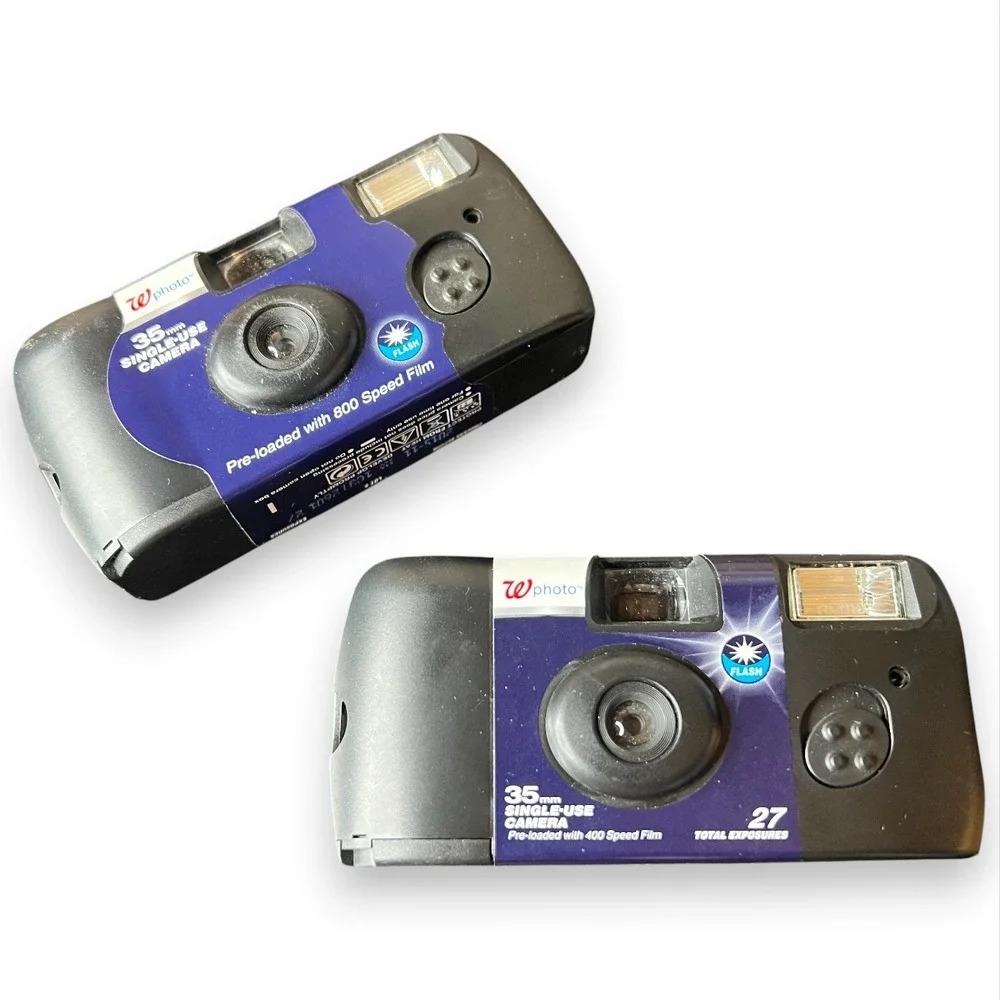 2 Walgreens WPhoto 35mm Single Use Disposable Cameras Flash 27 Exposures EXPIRED